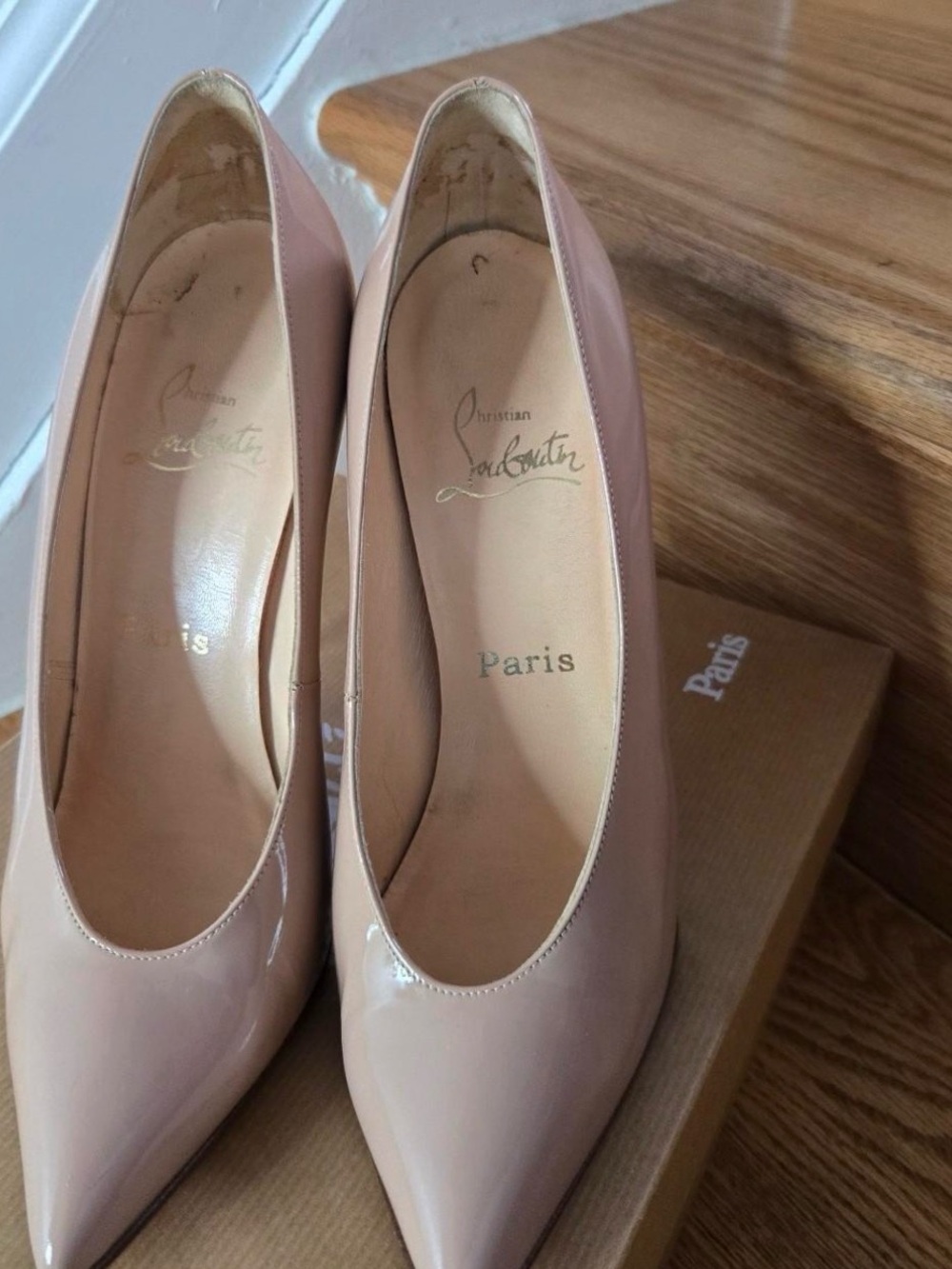 Christian Louboutin Nude Patent Leather Lola Pumps